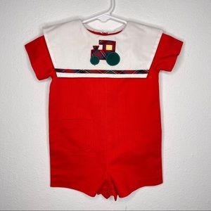 sweet red john john jon jon tractor appliqué collar